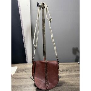 Brown Faux Leather Saddle Bag with Chain Detail Adjustable Strap